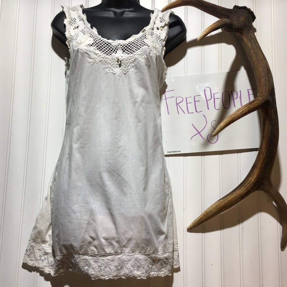 FREE PEOPLE white embroidered dress